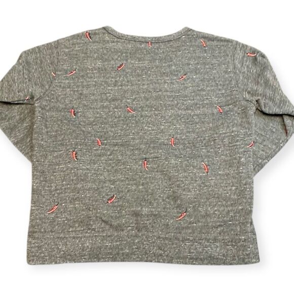 SCOTCH & SODA SPICY SUNDAY Women’s Gray Long Sleeve Embroidered Chili Pepper Pul - Picture 2 of 5